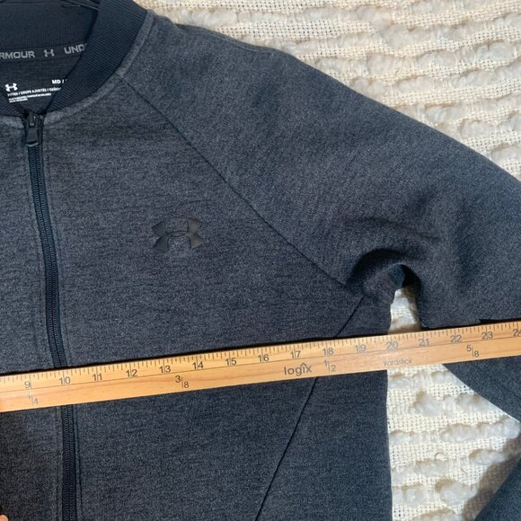 UNDER ARMOUR MENS MEDIUM FULL ZIP JACKET LIGHTWEIGHT GRAY BLACK - Picture 6 of 14
